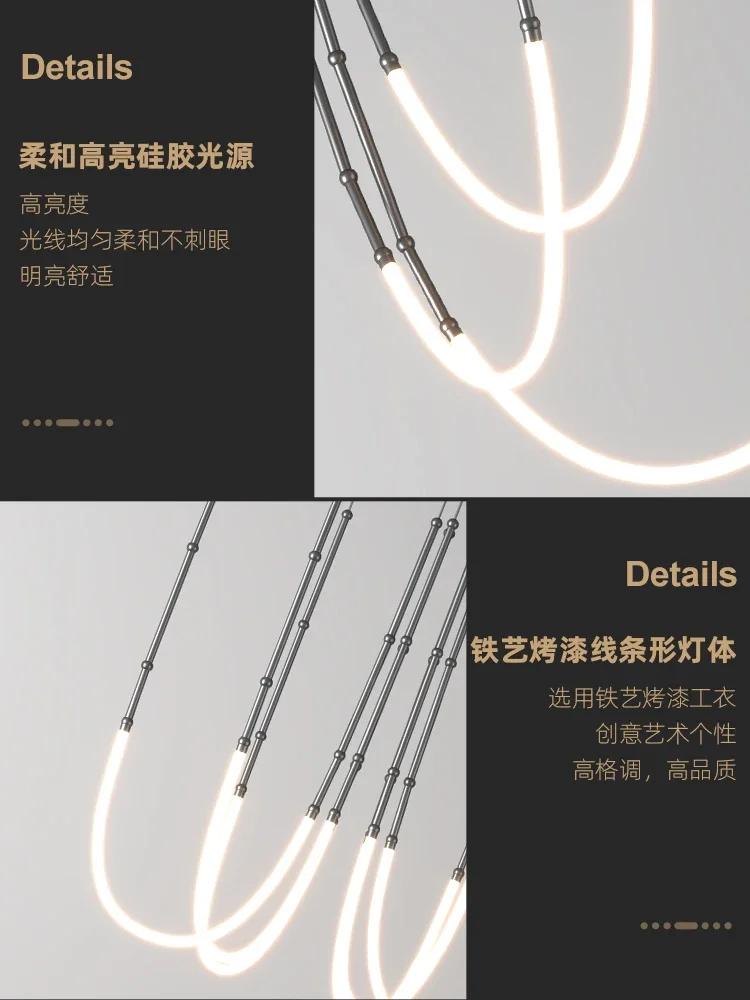 Italian New Restaurant LED Chandelier Modern Villa Living Room Creative Hanging Lamp Simple Living Room Duplex Floor Chandelier