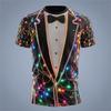 T-shirt da uomo stampata in 3D per Natale Top traspirante Elegante Versatile Girocollo Manica corta T-shirt alla moda Abbigliamento da uomo