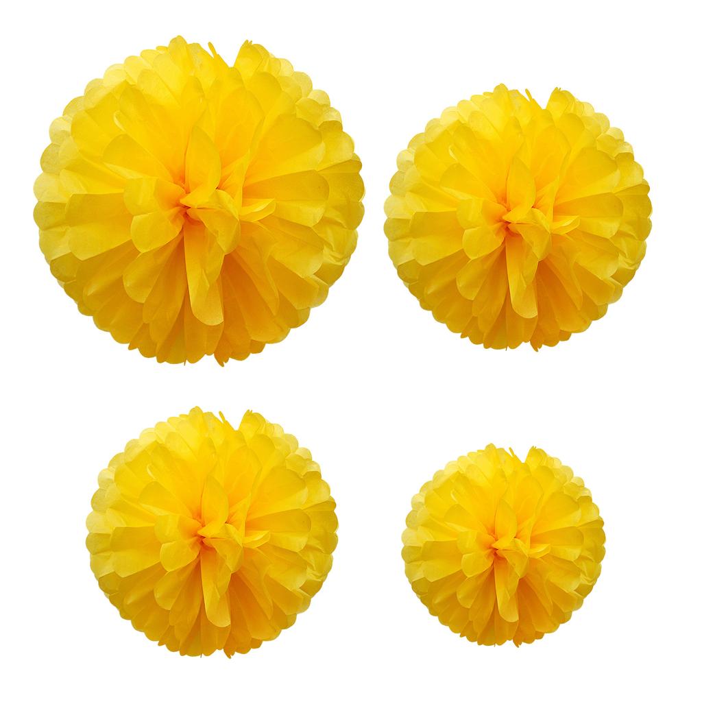 1pcs Set 7.8inch Yellow Paper Hanging Flowers For Birthday Party Paper Flowers Decorations Pom Pom Paper