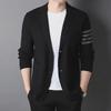 Unisex Slim Fit Korean Style Knitted Cardigans with Striped Edges