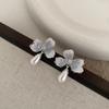 Blue Crystal Petal Pearl Stud Earrings - Elegant, Light Luxury, Sweet & Versatile