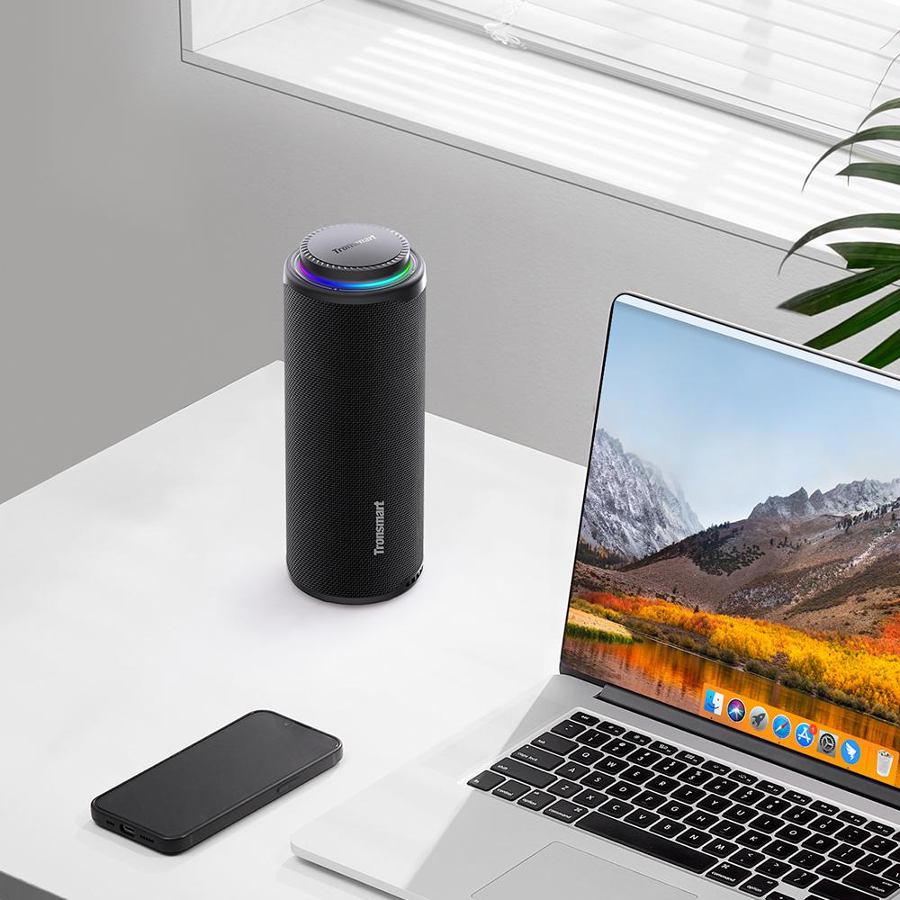 Tronsmart T8 Bluetooth-Lautsprecher 40W, 360°-Sound IPX7 Wasserdicht, 18H Spielzeit, APP-Steuerung EQ & Licht, TWS-Kopplung, Outdoor Tragbar