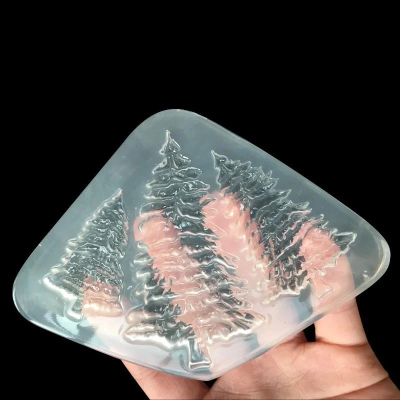 Christmas Tree Resin Jewelry Liquid Silicone Mold Transparent 3D Christmas Tree Silicone Mould DIY Christmas Jewelry Making Mold