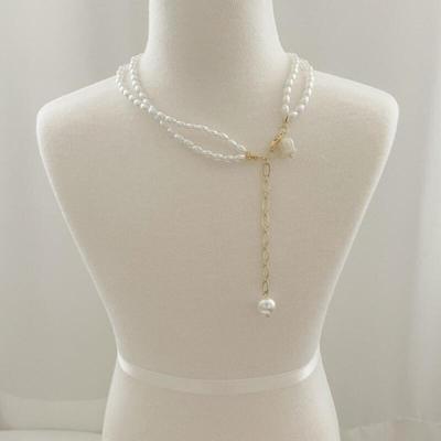 Rose Pearl Layered Double Necklace