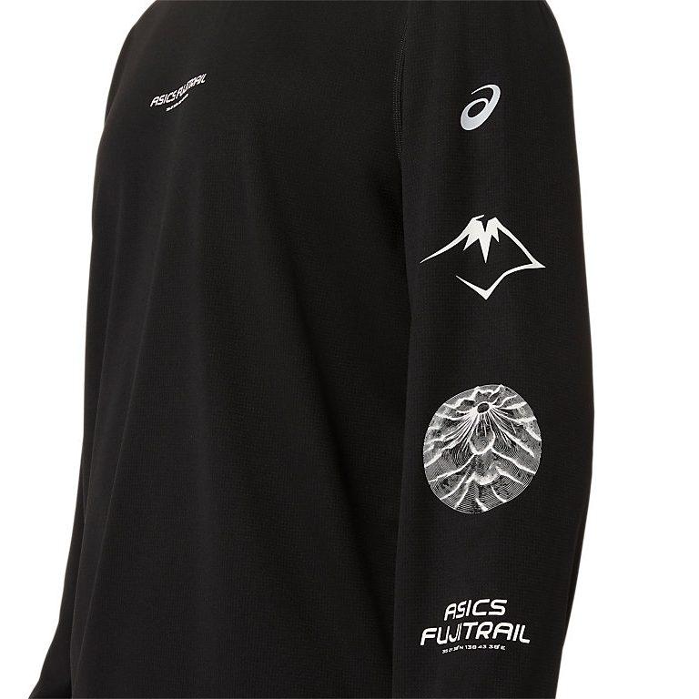 ASICS FUJITRAIL T Shirts Men's Performance Black/Load Gray/Cool Gray Crew Neck Moderate 2011D525-001
