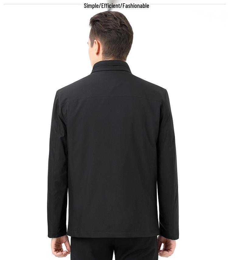 New Stand Collar Mid-Aged Men's Cotton Jacket for Autumn/Winter Season - Thick Dad's Casual Coat.