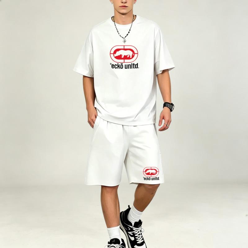 Herren T-Shirts Sets Schnelltrocknende Zweiteiler Kurzarm Oberteile Lockere Sportshorts