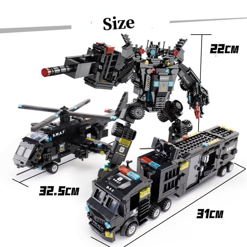 700Pcs City Series Police Station Swat Construction Blocks Military Truck Car Fighting War Robot Diy Toys For Young Boys Gifts
