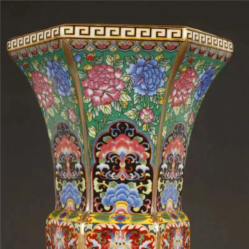 Vase Ceramic Enamelcolor Large Capacity Plant and Flower Painting Classical Desktop Ornament Flower Arrangement Modernsimplicity