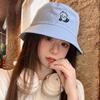 New Cute Panda Embroidery Outdoor Double-sided Fisherman's Hat Men's and Women's Spring and Summer Basin Hat Casual Sun Hat
