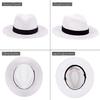 Straw Hat Ladies Summer Beach Sun Hat Wide Brim Fedora, White