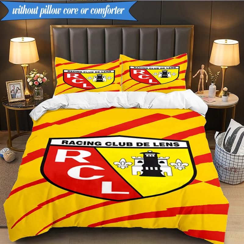 Racing Club De Lens Crest 3pcs Bedding,Including 1pc Duvet Cover And 2pcs Pillowcases Perfect for Christmas,Ideal for Bedroom, Dormitory