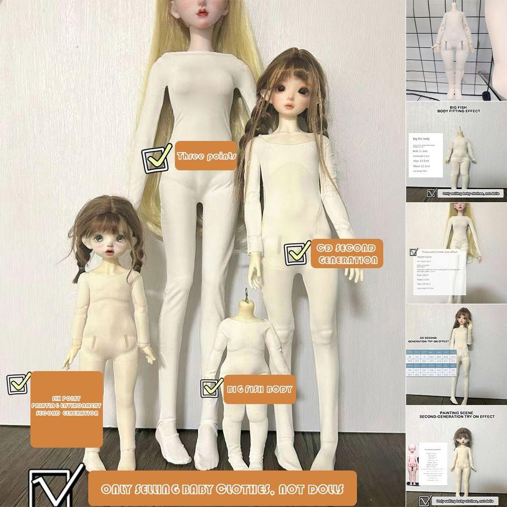 White Doll Elastic Jumpsuit Cute Doll Sleep Clothes for 1/3 1/4 1/6 BJD 30/45/60cm Dolls