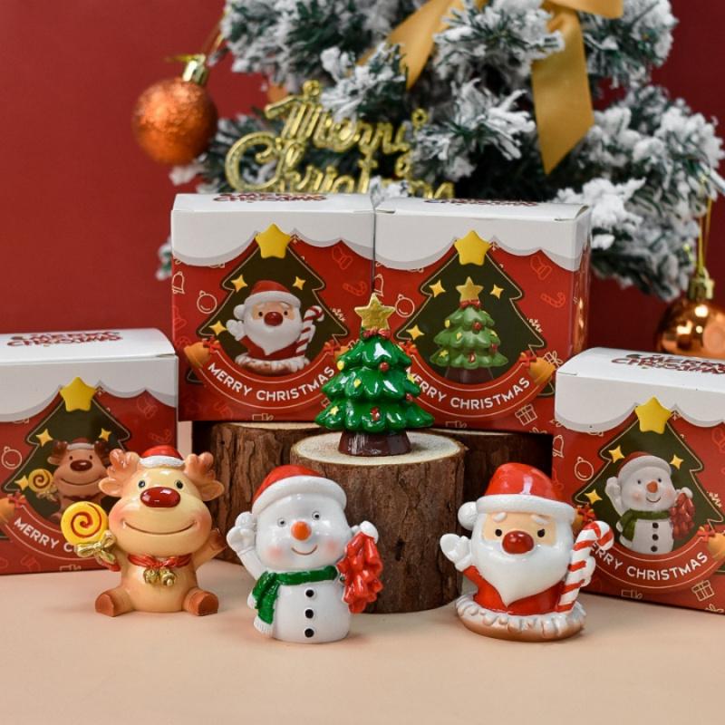 1pcMini Santa Claus Resin Ornaments Cute Christmas Tree Party Table Desktop Decoration Ornaments Gift