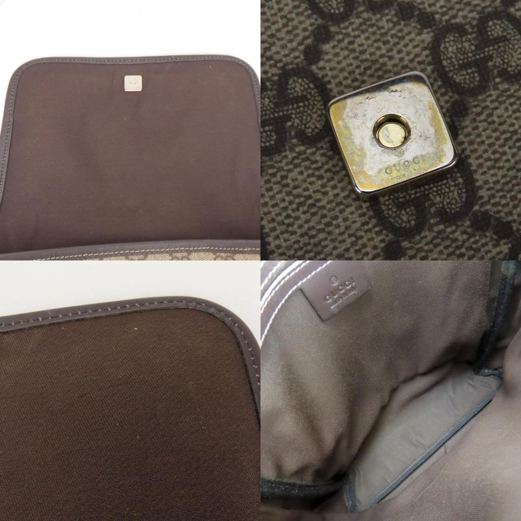 Used GUCCI Shoulder Bag 223666 GG Supreme Canvas/leather beige Dark brown