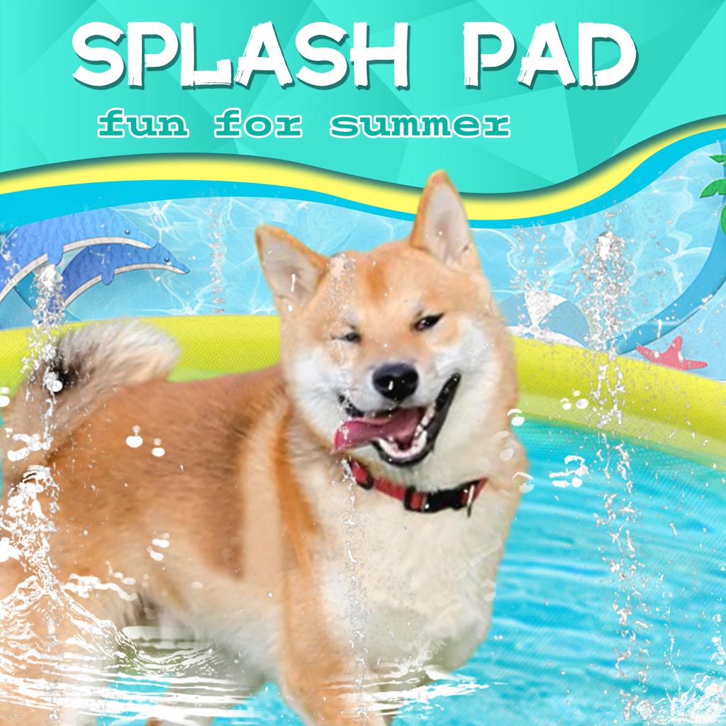 Planschbecken für Hunde, Rutschfestes Planschbecken für Haustiere Sommer Outdoor Wasserspielzeug, Sprinklerbecken für Hunde Outdoor-Spiel