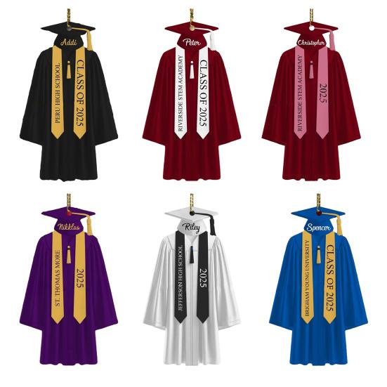 2D Personalized Graduation Ornaments Class of 2025 Graduation Gown Hanging Decoration Custom Name Year Acrylic Keepsake High School College Grad Gift