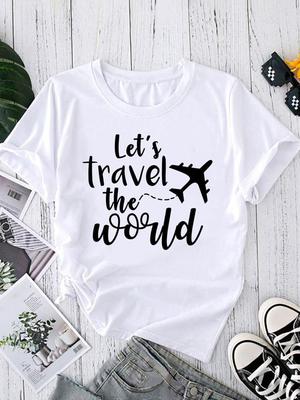 (Asian Size) Sweet Trend Holiday Short Sleeve T-shirts Women's Clothing Print Fashion Female Casual Top T O-neck Graphic Tee