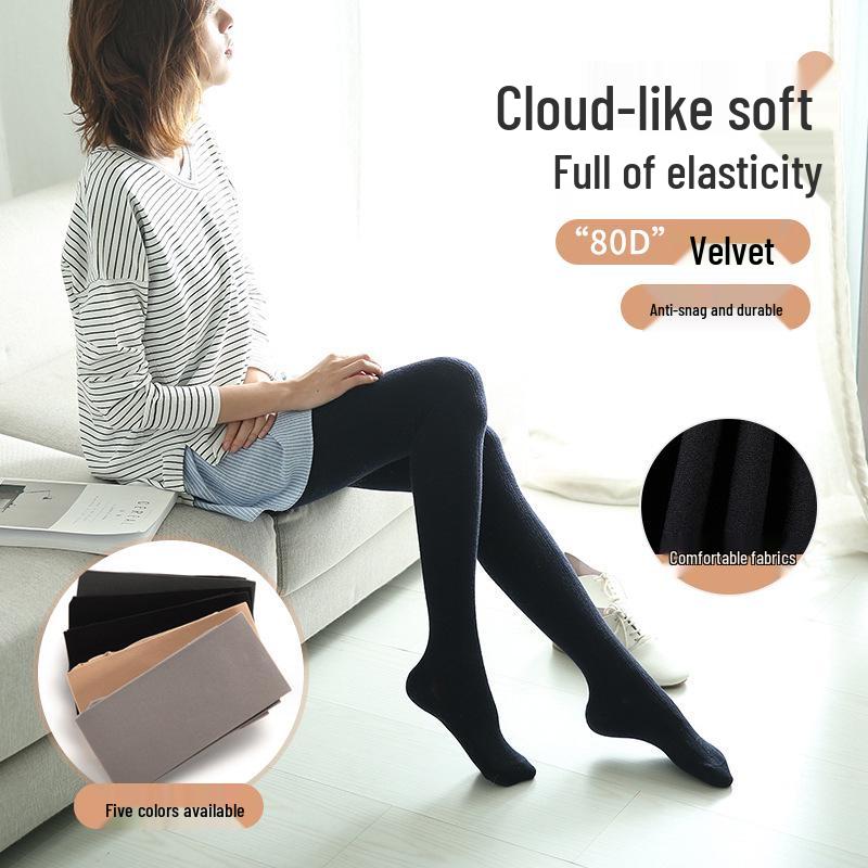 Women's Spring Thin Velvet Pantyhose - Sexy Black Plus Size Leggings with Elastic Fit