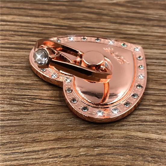 Finger Ring Holder Degree Rotation Metal Universal 360 Rhinestone Heart Shape Mobile Phone