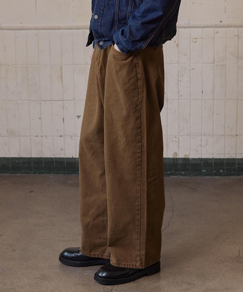 RUGGED HOUSE Wells Hidden Banding Wide Cotton Pants Brown