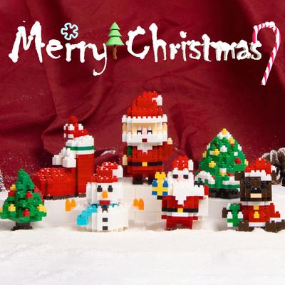 Christmas Decoration Ornament DIY Christmas Building Blocks Handmade Santa Toy Building Block Xmas Gifts for Kids Home Decor