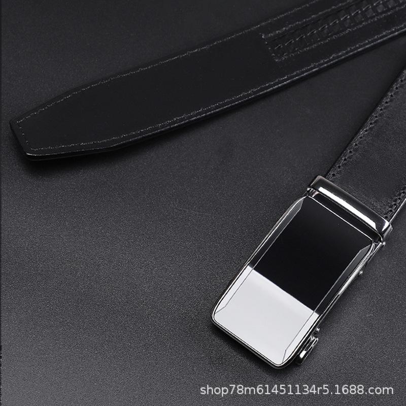 Direct Sales Men'S Leather Belt Simple And Versatile Automatic Buckle Pure Cowhide Business Leisure High-End Belt