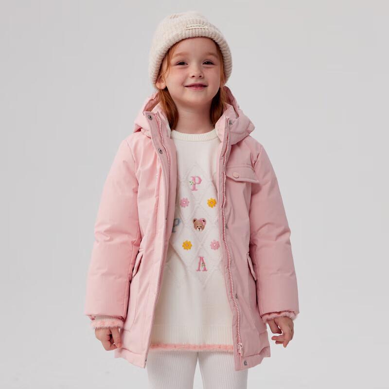 PawinPaw Girls  Hooded Long Down Jacket with Cartoon Bear 120