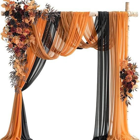 Luxury Wedding Arch Flower Six-Piece Set - 2 Pieces Flower Game 3 Pieces Curtain 1 Arch Suitable For Wedding Diy Decoration