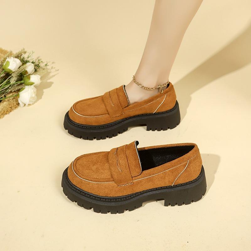 Autumn new one-pedal low-top women's large-size retro matte small leather shoes women
