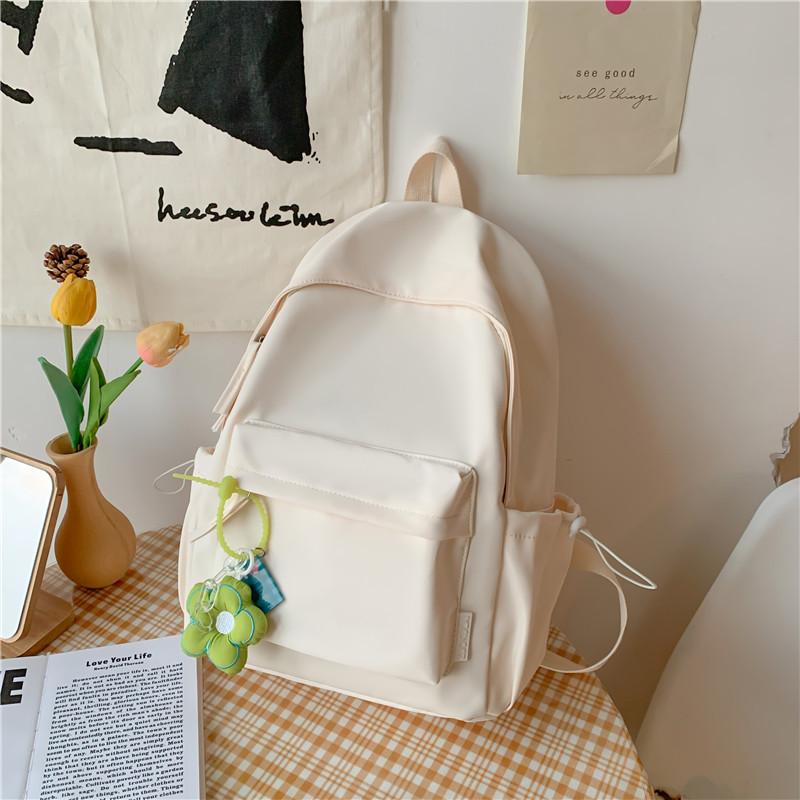 Solid Color Schoolbag College Student Backpack New Style Junior High School Student Large Capacity Backpack