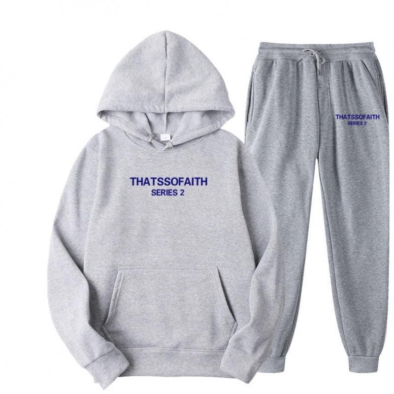 Independent Station Europe and the United States popular women's clothing letter printing hooded sweater fashion casual hair grabbing trousers set