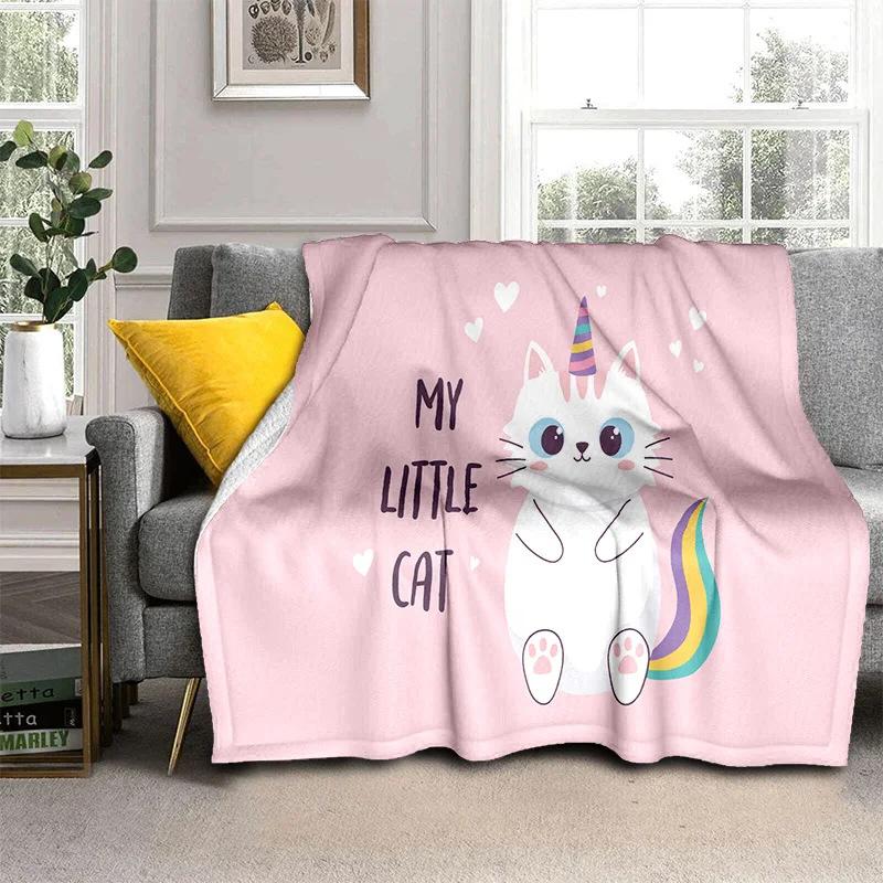Cartoon Cat Flannel Comfortable Warm Blanket Children'S Gift Fluffy Soft Blanket Sofa Nap Portable Blanket