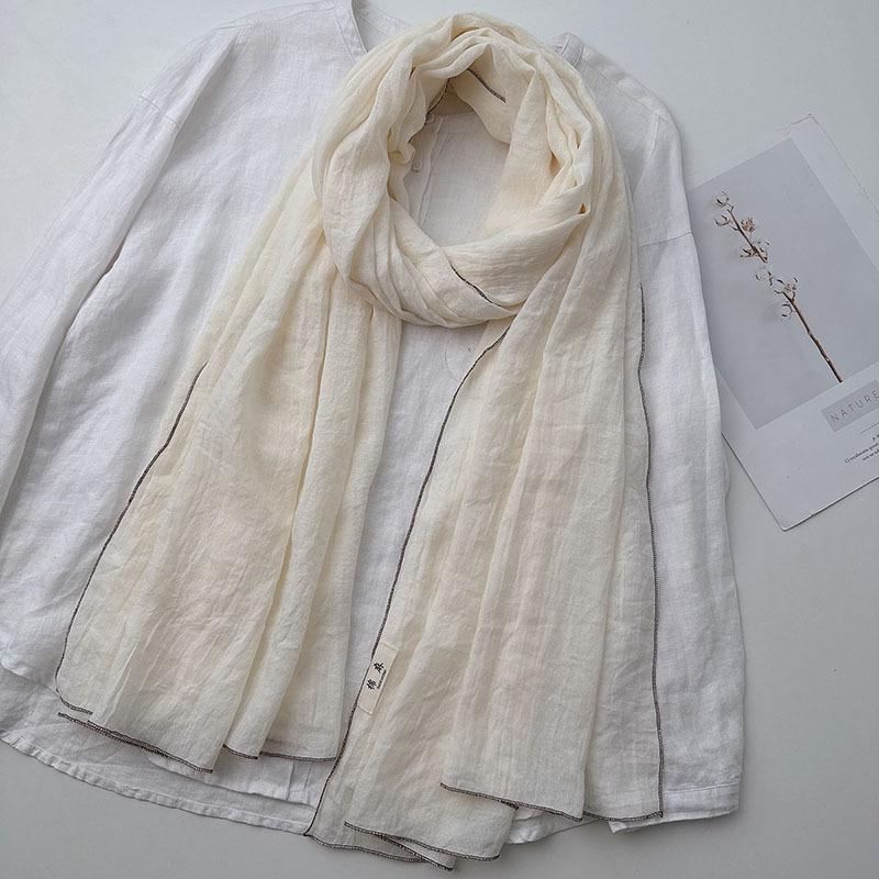 Japan and Korea Elegant Solid Color Cotton and Linen Extended Scarf Women's Soft Skin-friendly Casual Outer Autumn Shawl