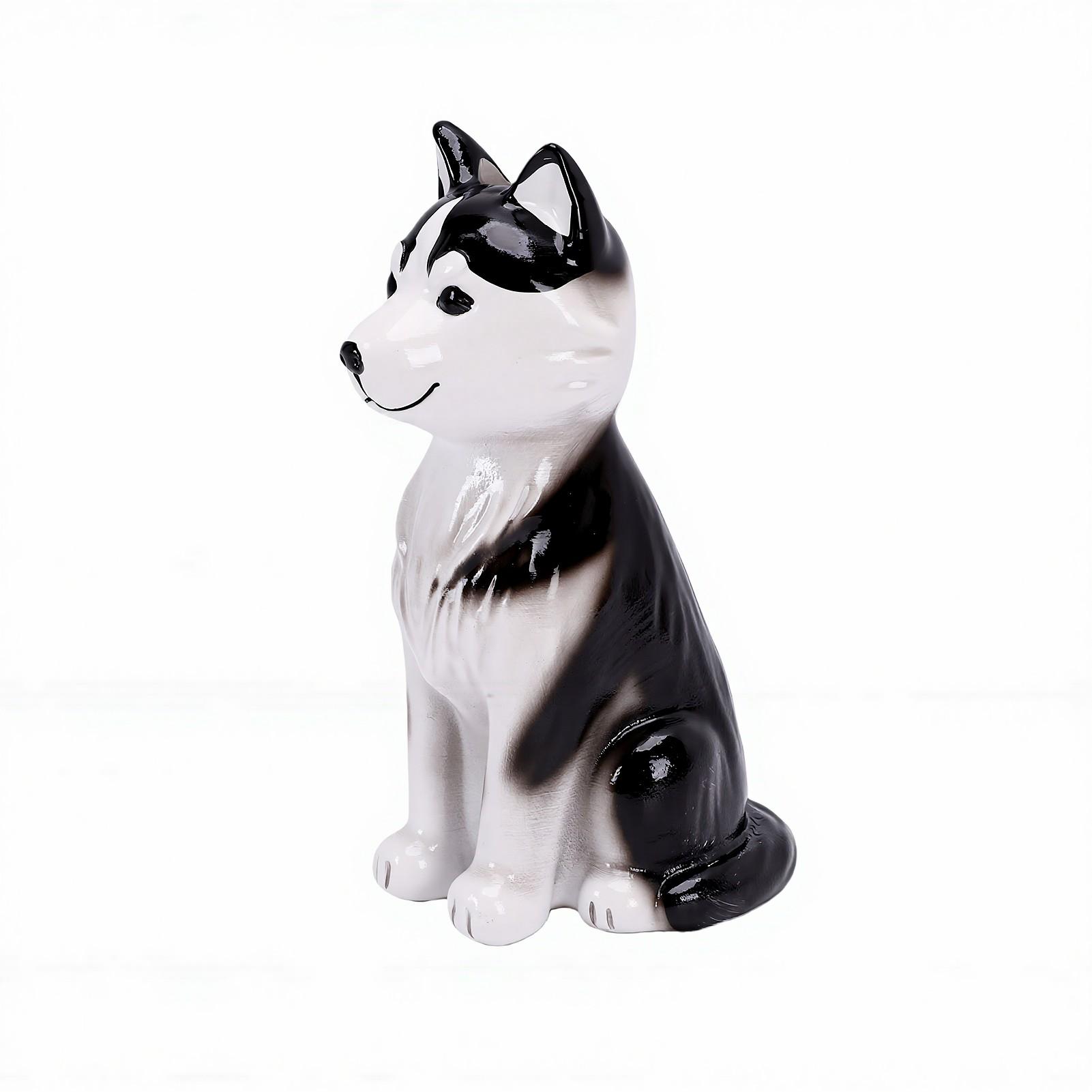 Vase Chien Statue Décoratif Fait Main Résine Forme Chien Vase à Fleurs pour Table Jardin Bureaux Vase Husky