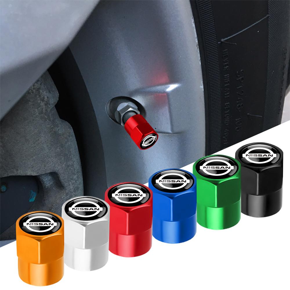 ATY1 4pcs Car Wheel Valve Cap Valve Cover With Logo Car Accessories For Nissan Nismo X-Trail Qashqai Rogue Note Leaf Sentra Juke J11