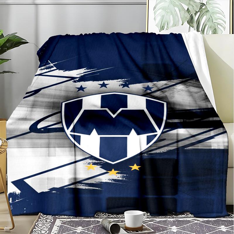 1PC C.F.Monterrey Football Crest Art Printed Soft Flannel Blanket Throw for Adult Bedroom Living Room Sofa Camping Travel Fan Gifts Christmas Gifts