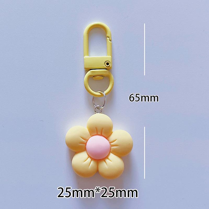 Cute Candy Color Flower Keychain Cartoon Resin Floral Keyring Bag Pendant Decor Backpack Ornament Girls Gift