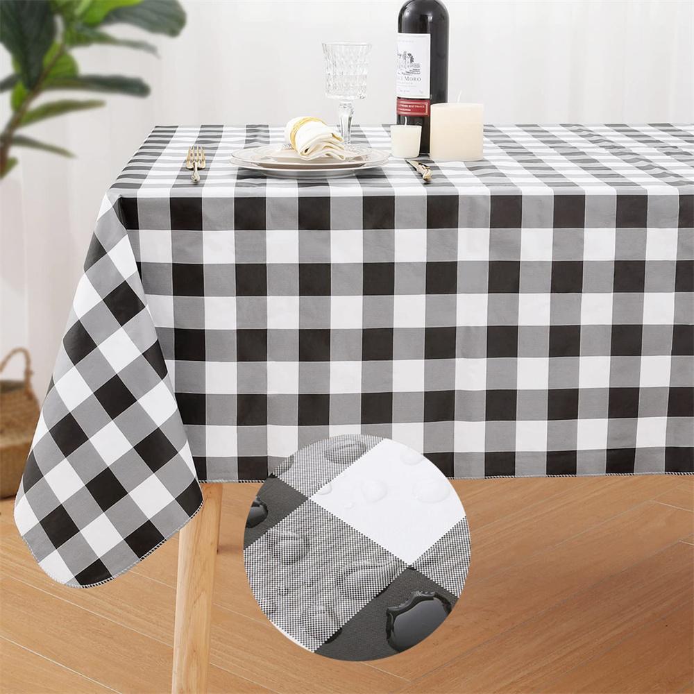 Olanly Rectangle Waterproof Table Cloth Buffalo Flannel Backed Tablecloth Wipeabl Plastic Table Cover For Dinner Kitchen Outdoor