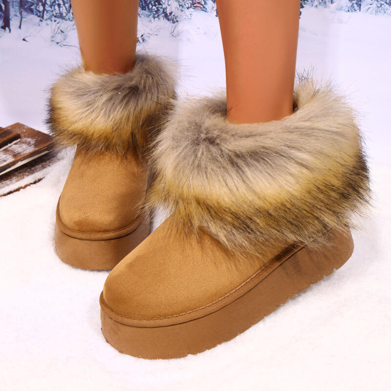Luxury Faux Fur Snow Boots Women 2025 Winter Comfort Thick Bottom Non Slip Furry Booties Fashion Warm Short Plush Ankle Boots