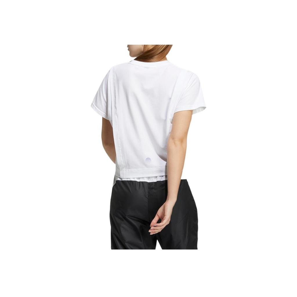 adidas Solid Color Logo Print Crew Neck T-Shirt Women Tops White HF2475