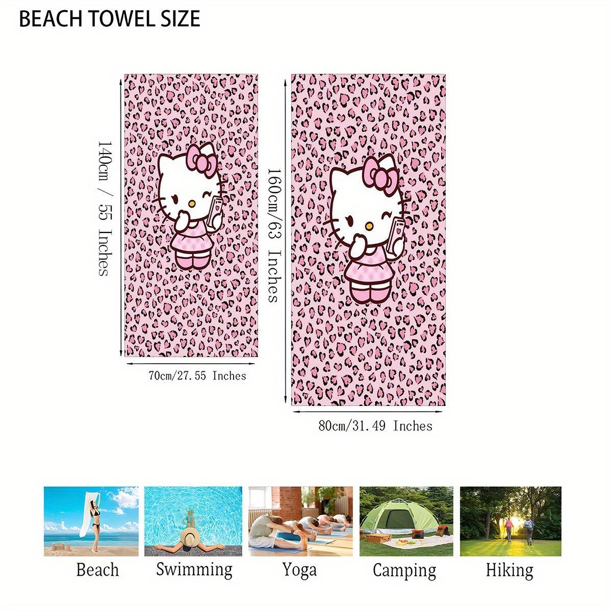 

1pc for hello kitty in pink leopard Extra Large Beach Towel for Swimming Pool Yoga Travel Beach Accessories W30*H60(CM)