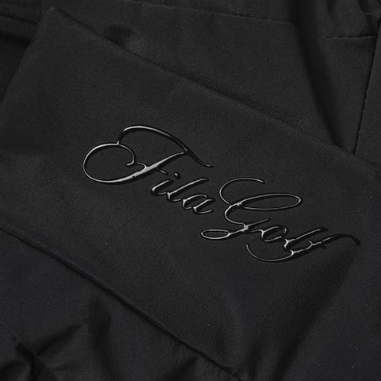 FILA Athletics Hooded Basic Waist Cinched Solid Color Warm Mid-Length Down Jacket Women outerwear Deep-Black A11W245909F-BK