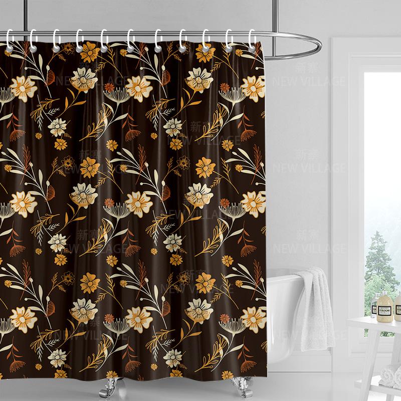 Home shower curtains bathroom Decora waterproof fabric non-slip bathmat water absorption curtain Modern nordic simple plant