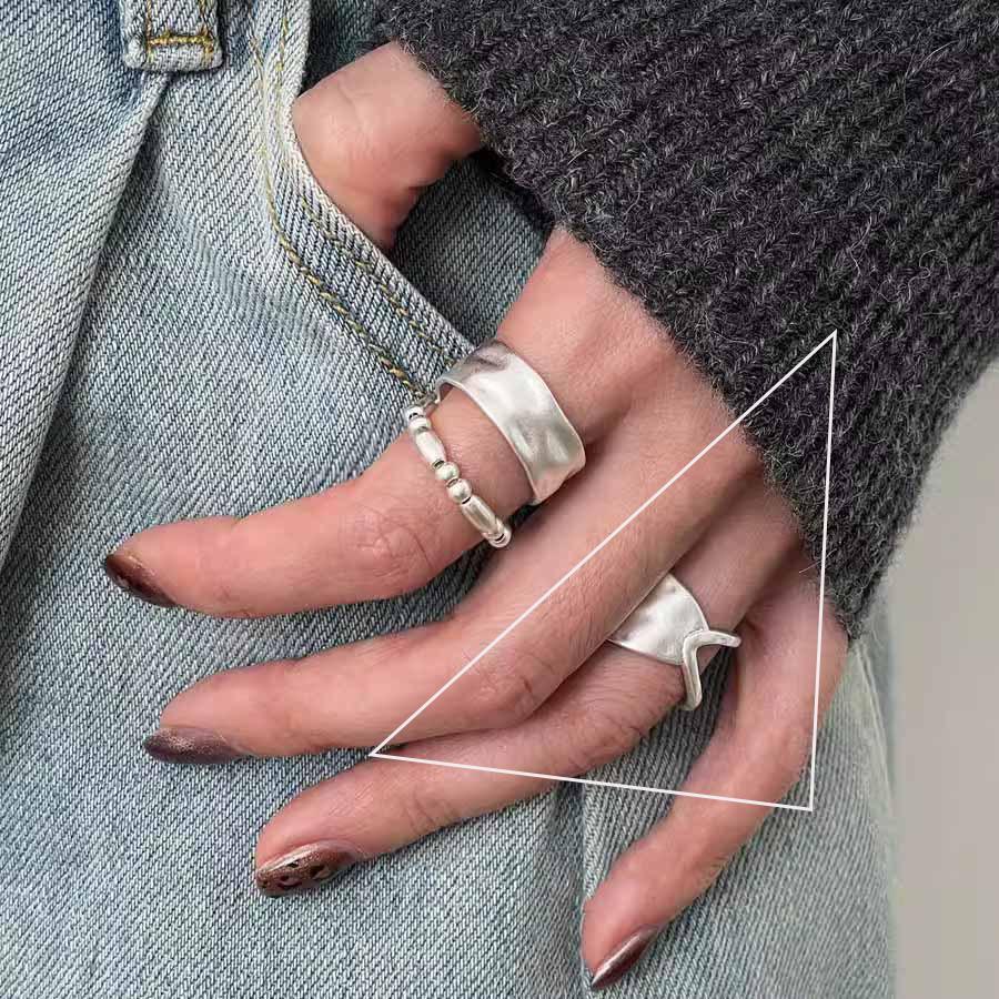 Sterling Silver Trend Arched Wide Ring For Female Geometry Punk Design Jewelry Asymmetric Gift Dropshipping
