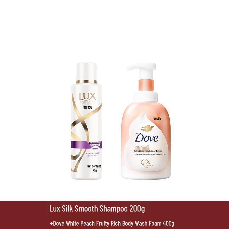 Lux Hydrating Smooth Shampoo & White Peach Bath Foam Set