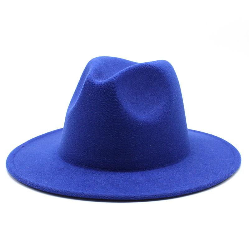 eBay Monochrome Light Board Men's and Women's Hats, Simple Woolen Top Hat, Flat-brimmed Big-edged Jazz Hat.