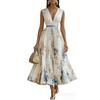 Women's Sleeveless Flower Printed Holiday Dress