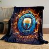 Manchester City Champion Set Designed Flannel Blanket for Bedroom, Living Room, Sofa, and Nap