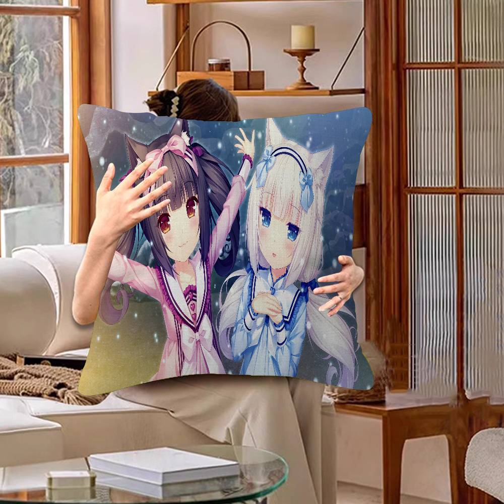 Cartoon Nekopara Pillow Anime Pillow Sofa Bed Head Pillow Cover Cushion Cover 45x45 Cm Fashion